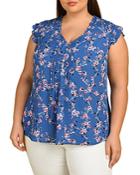 Daniel Rainn Plus Floral Print Pleated Blouse