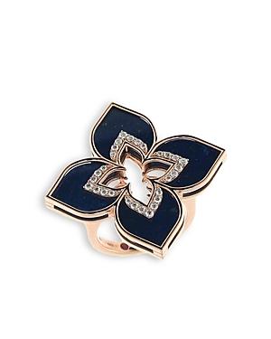 Roberto Coin 18k Rose Gold Venetian Princess Lapis & Diamond Flower Statement Ring