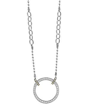 Lagos 18k Gold And Sterling Silver Enso Circle Pendant Necklace With Diamonds, 16