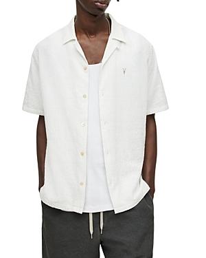 Allsaints Mattole Cotton Blend Crepe Relaxed Fit Button Down Camp Shirt