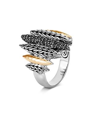 John Hardy Sterling Silver & 18k Yellow Gold Classic Chain Black Sapphire & Black Spinel Ring