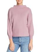 Line & Dot Funnel-neck Ribbed Sweater - 100% Exclusive