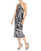Michelle Mason One-shoulder Zebra-printed Velvet Midi Dress