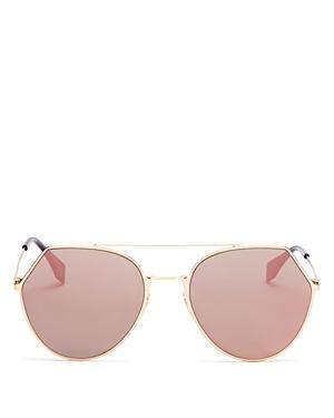Fendi Eyeline Mirrored Brow Bar Round Sunglasses, 55mm