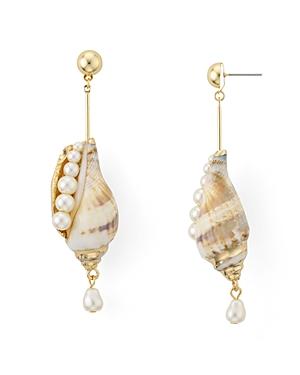Aqua Shell & Cultured Freshwater Pearl Drop Earrings - 100% Exclusive