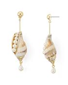 Aqua Shell & Cultured Freshwater Pearl Drop Earrings - 100% Exclusive