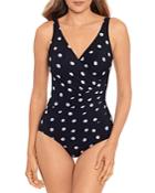 Miraclesuit Pizzelles Oceanus Printed Ruched One Piece Swimsuit