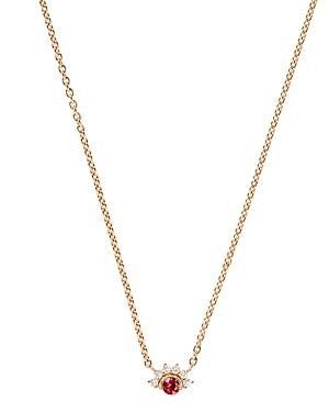 Nouvel Heritage 18k Yellow Gold Mystic Diamond & Red Spinel Pendant Necklace, 16.5