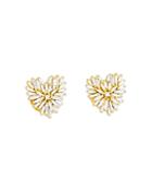 Suzanne Kalan 18k Yellow Gold Baguette & Round-cut Heart Cluster Stud Earrings