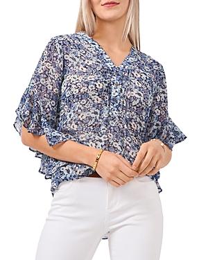 Vince Camuto Garden Clusters Flutter Sleeve Top