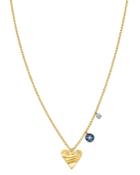 Meria T 14k White & Yellow Gold Diamond & Sapphire Heart & Evil Eye Charm Necklace, 16-18