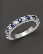 Sapphire And Diamond Band In 14k White Gold