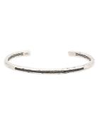 John Varvatos Men's Sterling Silver Distressed Black Diamond Skinny Cuff Bangle Bracelet
