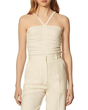Sandro Calypso Knit Ruched Crop Top