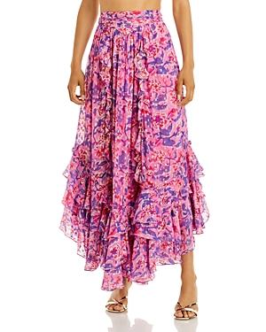 Rococo Sand Floral Print Ruffled Maxi Skirt