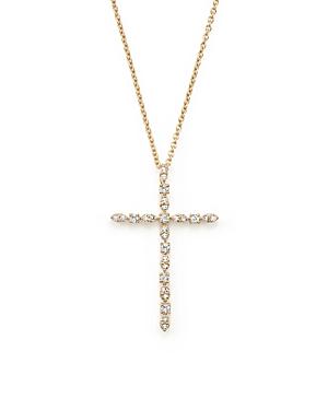 Diamond Cross Pendant Necklace In 14k Yellow Gold, .20 Ct. T.w.