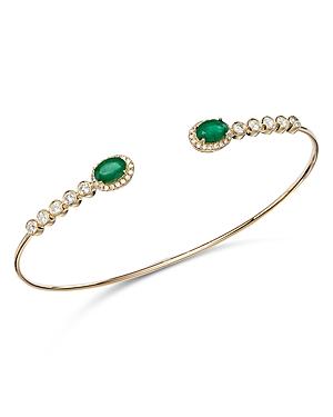 Bloomingdale's Emerald & Diamond Cuff Bangle Bracelet In 14k Yellow Gold - 100% Exclusive