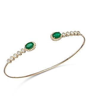 Bloomingdale's Emerald & Diamond Cuff Bangle Bracelet In 14k Yellow Gold - 100% Exclusive