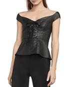 Bcbgmaxazria Hadli Lace-up Faux Leather Bustier Top