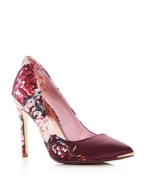Ted Baker Women's Kawaap Floral Print Satin Pointed Toe Pumps
