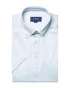 Eton Cotton Pique Contemporary Fit Short Sleeve Popover Dress Shirt