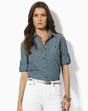 Lauren Ralph Lauren Carter Roll-sleeve Cristo Chambray Woven Shirt