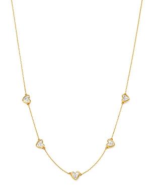 Adina Reyter 14k Yellow Gold Diamond Folded Heart Station Necklace, 16