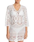 J. Valdi Embroidered Floral Tunic Swim Cover-up