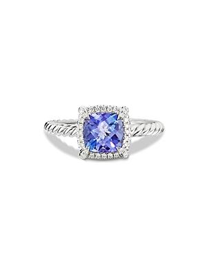 David Yurman 18k White Gold Petite Chatelaine Tanzanite & Diamond Ring