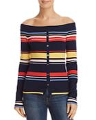 Frame Striped Off-the-shoulder Sweater