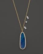 Meira T 14k Yellow Gold Oval Blue Opal Necklace With Diamonds, 16
