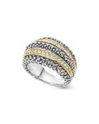 Lagos Sterling Silver And 18k Gold Diamond Caviar Ring