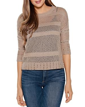 Belldini Beaded Trim Mesh Striped Sweater