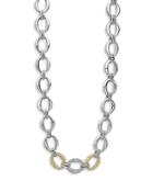 Lagos Sterling Silver & 18k Yellow Gold Caviar Luxe Diamond Link Necklace, 18