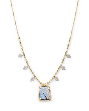 Meira T Boulder Opal & Diamond Bead Chain Necklace In 14k Yellow & White Gold