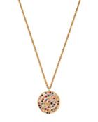 Shebee 14k Yellow Gold Ombre Blue Sapphire Spiral Pendant Necklace, 20