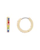 Kate Spade New York Rainbow Multicolor Pave Huggie Hoop Earrings In Gold Tone