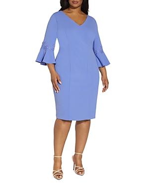 Adrianna Papell Plus Crepe Bell Sleeve Sheath Dress