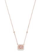 Bloomingdale's Morganite, White Agate & Diamond Pendant Necklace In 14k Rose Gold, 16-18 - 100% Exclusive