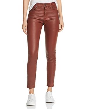 Ag Farrah Faux-leather Ankle Skinny Jeans In Vintage Leatherette Rich Crimson