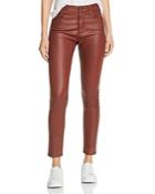 Ag Farrah Faux-leather Ankle Skinny Jeans In Vintage Leatherette Rich Crimson