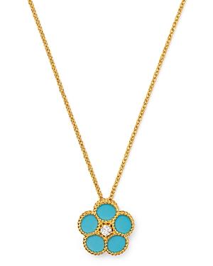 Roberto Coin 18k Yellow Gold Daisy Diamond & Turquoise Pendant Necklace, 16 - 100% Exclusive
