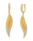 Graziela Gems 18k Yellow Gold Folha Diamond Leaf Drop Earrings