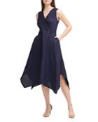 Karl Lagerfeld Paris Linen Blend Asymmetrical Midi Dress
