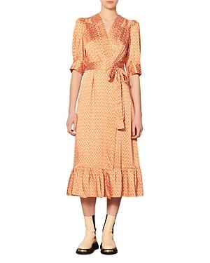 Sandro Enrika Puff Sleeve Wrap Dress