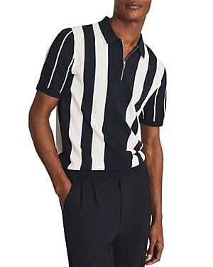 Reiss Leo Striped Half Zip Regular Fit Polo