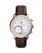 Fossil Q Goodwin Brown Leather Strap Hybrid Smartwatch, 44mm