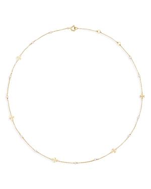 Tory Burch Kira Delicate Pearl Station Necklace, 16-18