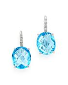 Bloomingdale's Blue Topaz & Diamond Accent Earrings In 14k White Gold - 100% Exclusive