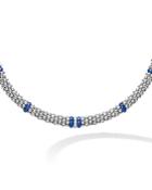 Lagos 18k Yellow Gold & Sterling Silver Diamond & Blue Ceramic Rondelle & Bead Statement Necklace, 16